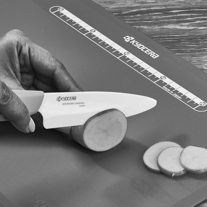Kyocera Advanced Ceramic Revolution Series 4.5-inch Utility Knife, Yellow Handle, White Blade