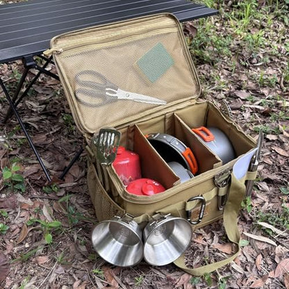 Tactical Camping Storage Bag 18L Utility Tote Bag Camp Kitchen and Trunk Organizer (Khaki)