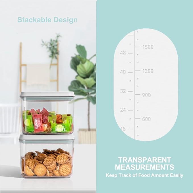 Pop Containers with Lids - Stackable Airtight Food Storage, Kitchen Pantry Storage Containers for Snacks Candy Salt Herbs Spices BPA-Free (0.5qt +1.2qt +1.8qt)*2