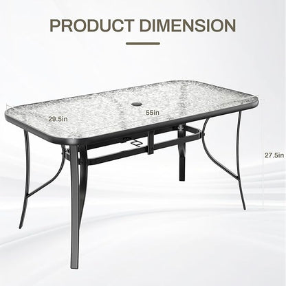 TLSUNNY Patio Outdoor Table W/ 1.69″ Umbrella Hole, Outdoor Metal Furniture