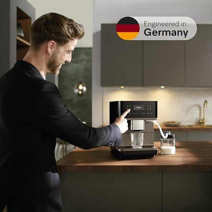 Miele CM 6360 MilkPerfection Automatic Coffee Machine - OneTouch for Two, AromaticSystem, 8 individual profiles, DoubleShot, WiFi-compatible, LED lighting, in Obsidian Black BronzePearl Finish