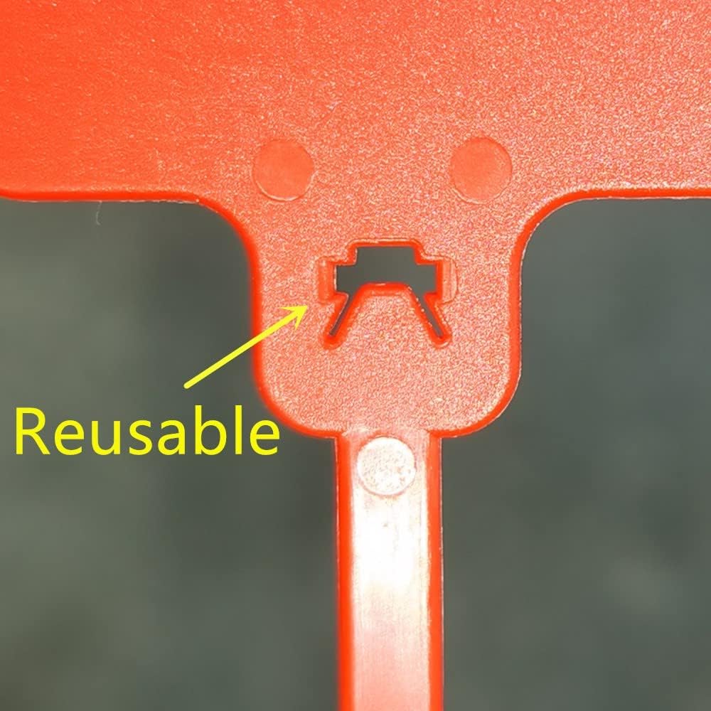 100pcs Reusable Blank Plastic Tags Ties Key Tags 1.45"*2.48" Serrated Tension Sealing Strap with Large Label Plastic Tie Mark Label Waterproof Hang Sign Write on Tag (Red, 100pcs)