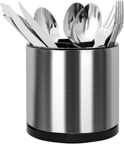 Silverware Caddy Cutlery Organizer for Countertop 360° Rotating Silverware Holder for Fork Knife Spoon Flatware Organizer 3 Compartments Cutlery Holder