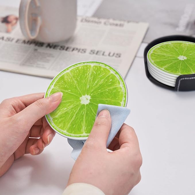 6 Pack Tropical Lime Slice Coaster