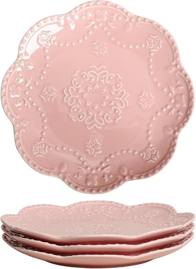 Gaolinci European Palace Series Lace Embossed Ceramic Dinner Plate