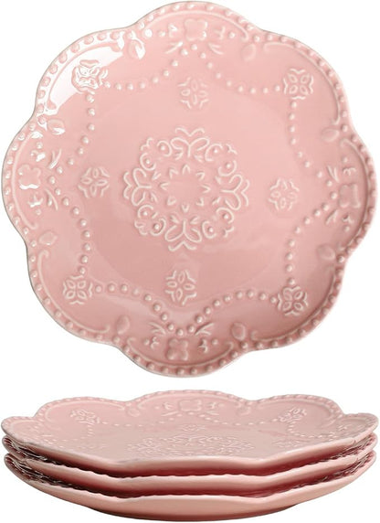Gaolinci European Palace Series Lace Embossed Ceramic Dinner Plate