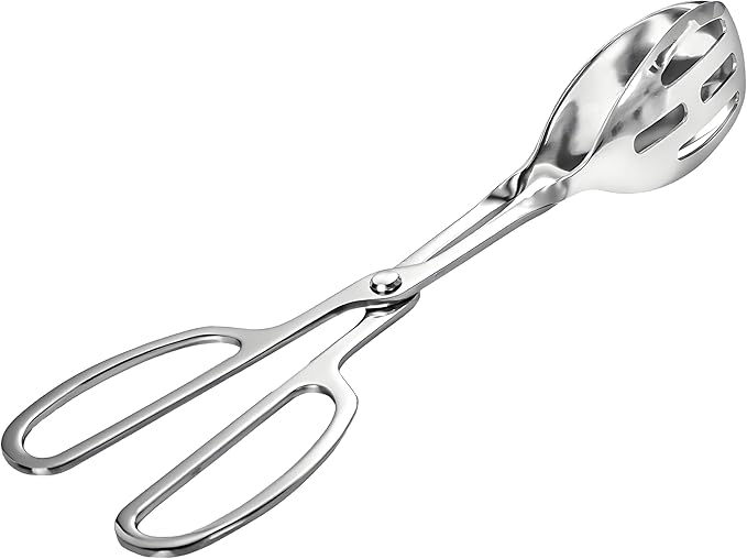 Kitchen Tongs for Cooking for Buffet Party Catering - Stainless Steel Salad Tongs for Food Bread Cake Bake Dessert, 10-Inch Serving Tongs for Grill, Steak, Barbecue, Scissor Design (1 Pack)