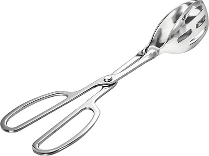 Kitchen Tongs for Cooking for Buffet Party Catering - Stainless Steel Salad Tongs for Food Bread Cake Bake Dessert, 10-Inch Serving Tongs for Grill, Steak, Barbecue, Scissor Design (1 Pack)
