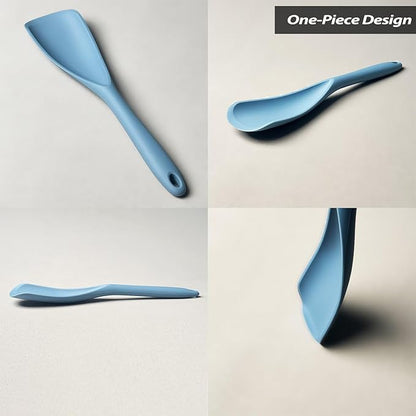 Cooking Spoon for Nonstick Cookwares, VOVOLY Silicone Spoon for Mixing, Scoop, and Scrape,Seamless Design,Starry Blue, 12.6''