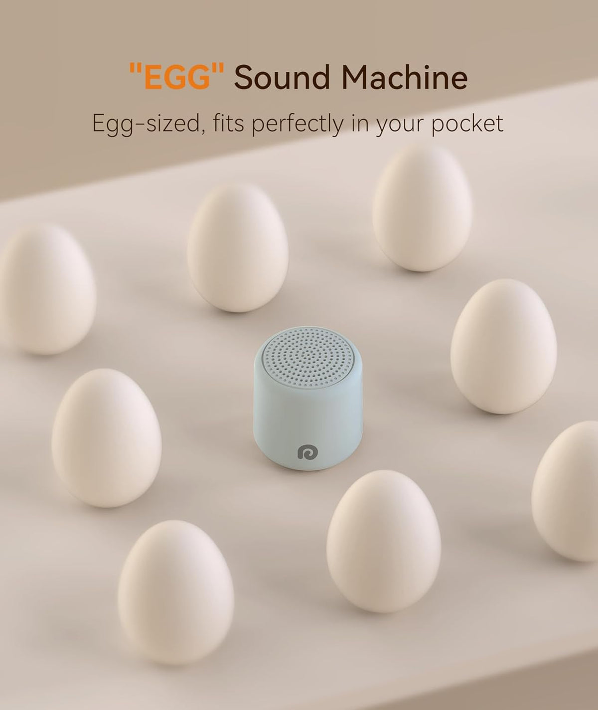 Dreamegg Portable White Noise Machine - Travel Sound Machine for Sleep, Features Powerful Battery, Egg-Sized, 16 Nature Sounds, Timer, Sound Machine for Baby Adults Office Privacy Home Gift (Ocean)