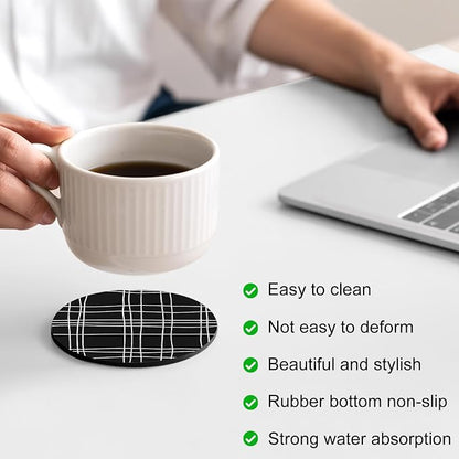 Simple Grid Coasters Set of 2 Absorbent Coasters