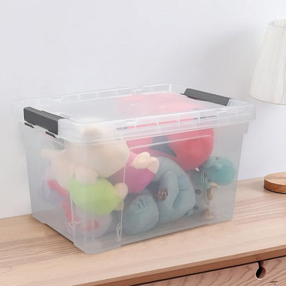 Pekky 22 Qt Clear Plastic Storage Bins with Lids and Wheels, 6 Packs Plastic Latching Container Box for Organizing