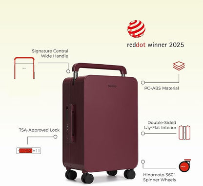 TUPLUS 20” Carry-On Hardside Luggage Lightweight ABS Travel Suitcase with Wide Handle Spinner Wheels TSA Combination Lock, Balance Series 2.0,Cranberry Red