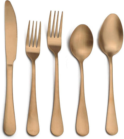 20-Piece Stainless Steel Flatware Set, Matte Finish Rose Gold, Service for 4