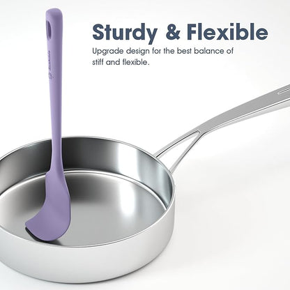 5 Pieces Silicone Spatula Set, Food Grade Rubber Spatula, Upgrade Strong Handle with Ergonomic Grip, Heat Resistant Up to 600°F for Nonstick Cookware, Cooking Purple