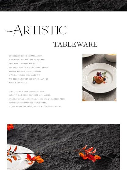 4-piece set, ceramic tableware set, relief plate and bowl set, microwave and