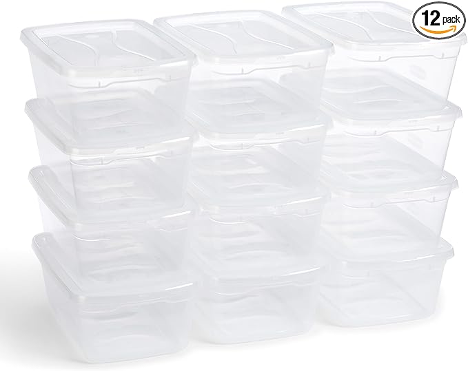 Rubbermaid Cleverstore 6 Qt Clear Storage Bins with Lids, 12-Pack, Stackable, BPA-Free, Made in USA
