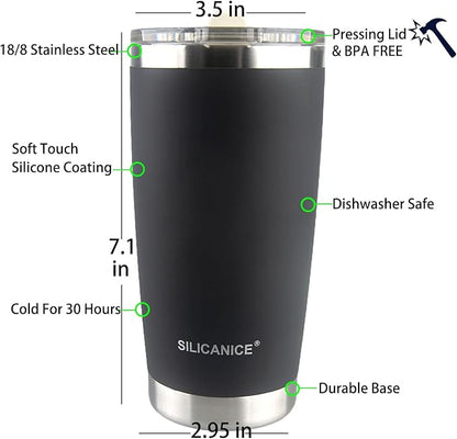 20 oz Stainless Steel Vacuum Insulated Tumbler with Lid And Straw,Durable Travel Iced Coffee Mugs Cups,Dishwasher Safe, Spill Proof,Grils Women men Friends Bottle,Easy Cleaning - Dark Gray