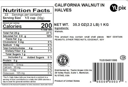 Yupik Raw California Walnuts, Halves & Pieces, 2.2 lb (35.2 oz), Kosher, Gluten-Free, Vegan, Unsalted, Unroasted, Source of Omegas, Healthy Snacks, Nut Topping, Ideal for Baking & Cooking