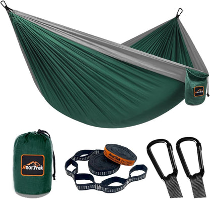 Camping Hammock, Super Lightweight Portable Parachute Hammock with Two Tree Straps Single or Double Nylon Travel Tree Hammocks for Camping Backpacking Hiking