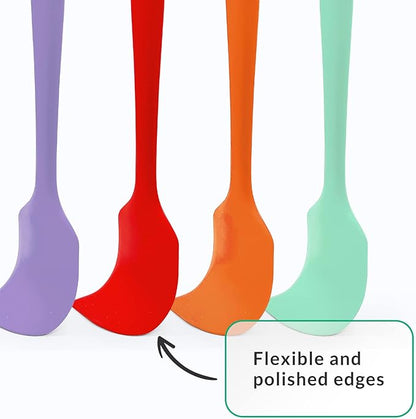 Elihome Chef Series 3 Piece Silicone Spatula Set - 600°F Heat Resistant Non Stick Rubber Kitchen Scraper Spatulas for Cooking, Baking, and Mixing – BPA Free and LFGB Certified Silicone (Red)