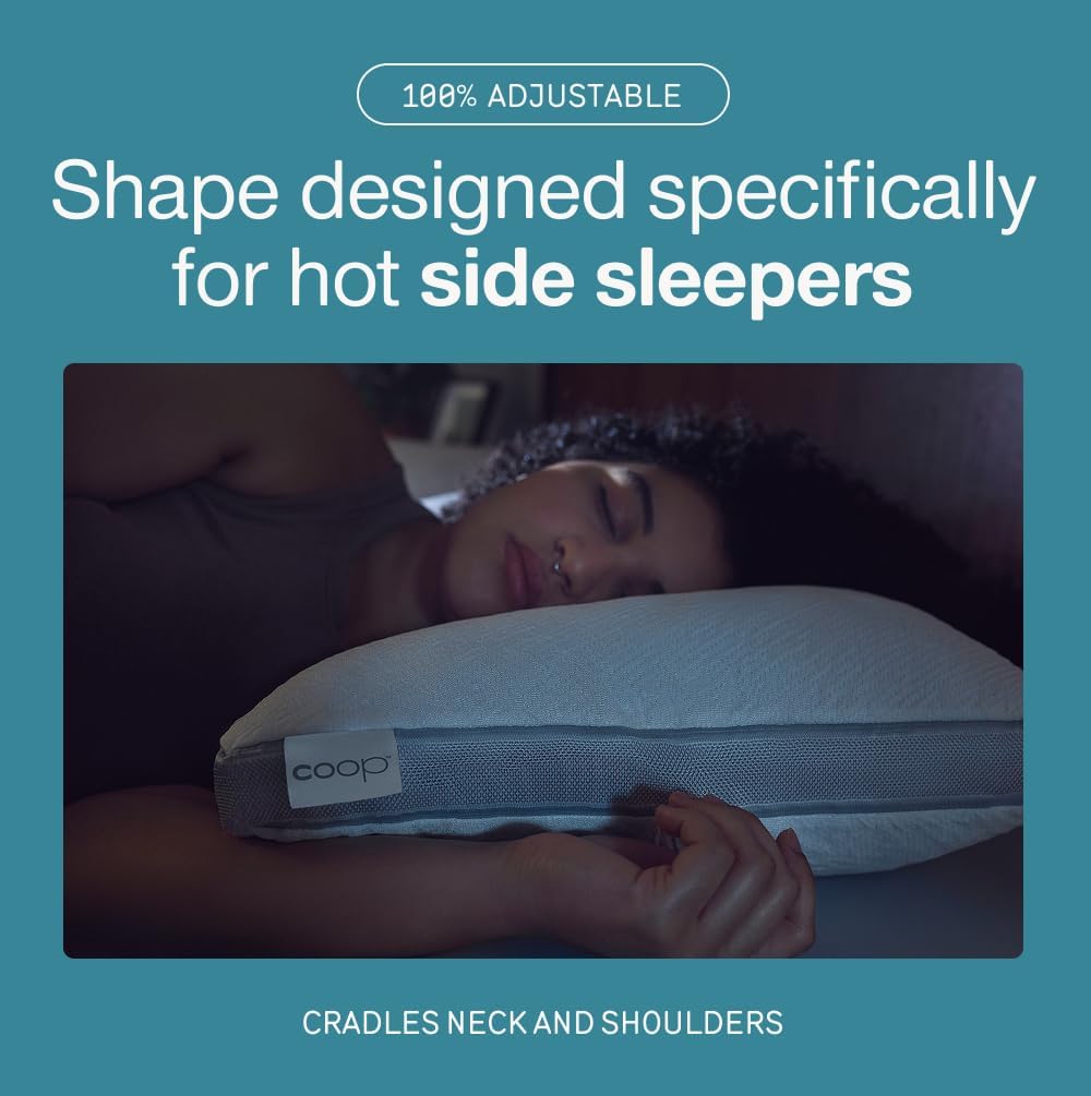Coop Home Goods Cool+ Cut-Out Adjustable Pillow King with Cooling Gel & Shoulder Cut-Out for Head Support, Side Sleeper Pillow, Neck Support for Sleeping, CertiPUR-US/GREENGUARD Gold