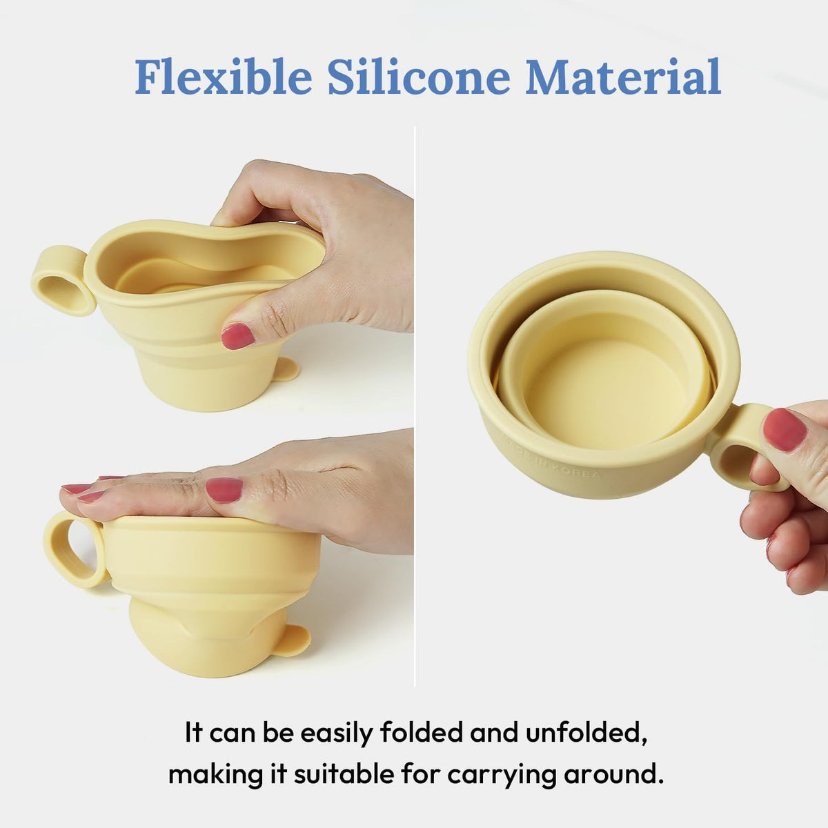 carrotez 2 pack MiniSilicone Collapsible Travel Cup for Camping, Hiking, Backpacking, and Picnics, 6 oz, Reusable, Food-grade, BPA- Free, Lightweight, Unbreakable, Portable, Small Size - Yellow Butter
