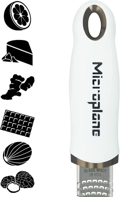 Microplane Premium Classic Citrus Zester Tool and Parmesan Cheese Grater - White