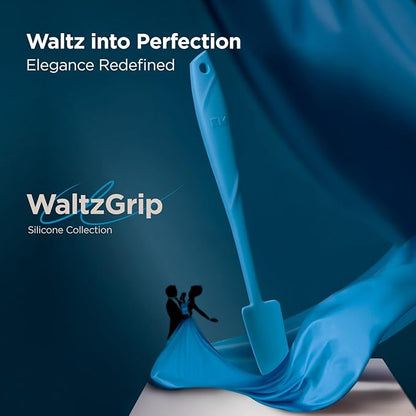 Kitchen Mama WaltzGrip Platinum Silicone Jar and Can Spatula Utensil Set: Heat-Resistant, Nonstick Scraper, Scooping, Perfect for Smoothies, Jam, Cream, Peanut Butter, Dishwasher Cooking Gadget (Blue)