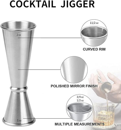 Custom Cocktail Shaker Bar Set 24oz - Custom Professional Stainless Steel Martini Mixer with Built-in Strainer, Measuring Jigger & Spoon - Engraved Drink Shaker Kit for Bartenders & Home Bars - Crown