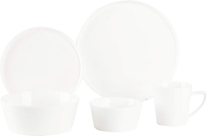 Bone China Cone Shape, Elegance White 40pc Dinnerware Set