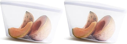Stasher Premium Silicone Reusable Food Storage Bag, Clear | Microwave, Sous Vide, Dishwasher, Oven and Freezer Safe | BPA Free, Leak-free, Eco-friendly, 8-Cup Bowl (Pack of 2)