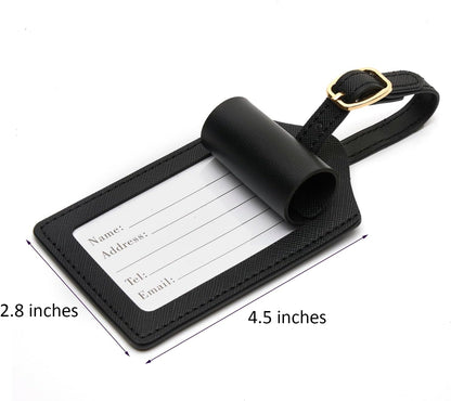 Luggage Tag PU Leather for Suitcase Baggage Handbag Travel Bag Label Suitcase Tag Label Tag w. Name Card & Privacy Cover (K)