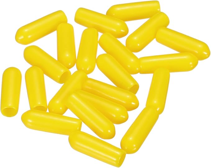 uxcell 20pcs Rubber End Caps 4mm ID Vinyl PVC Round Tube Bolt Cap Cover Screw Thread Protectors Yellow