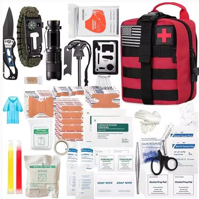 Outdoor Survival First Aid Kit Molle Pouch Survival Kit Gear Emergency Kits Bag for Camping Hunting Hiking Home Earthquake and Adventures