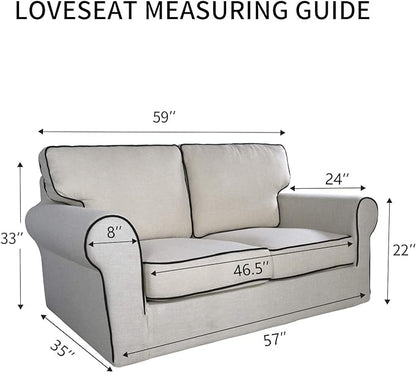 PureFit Reversible Quilted Sofa Cover, Water Resistant Slipcover Furniture Protector, Washable Couch Cover with Non Slip and Elastic Straps for Kids, Dogs, Pets (Loveseat, Gray/Ivory)