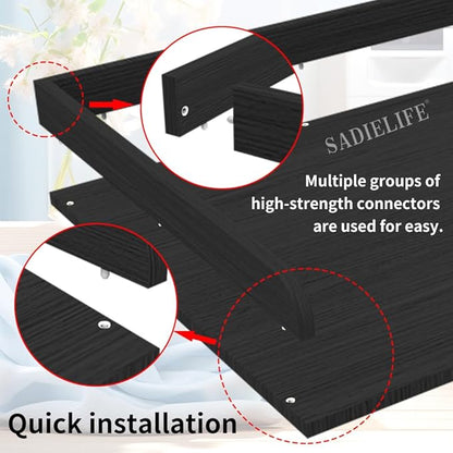 Washer Dryer Countertop Only,Edge Rails-27.5" Depth*27.5" Width Laundry Room Organization,High-Adhesion Non-Slip Protective Layer,with Edge Rails (Black)