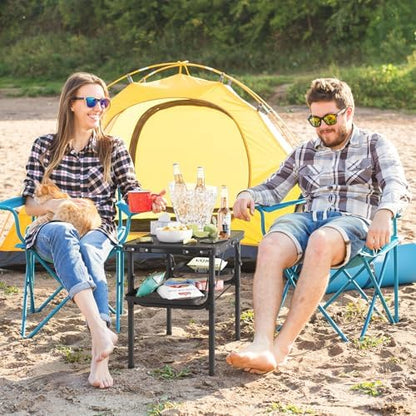 Titanker Folding Camping Table Small 2ft, Small Camp Table Portable with Side Racks & Storage Net, Folding Picnic Set, Portable Beach Table, Car Camping Essentials, Aluminum Light & Solid