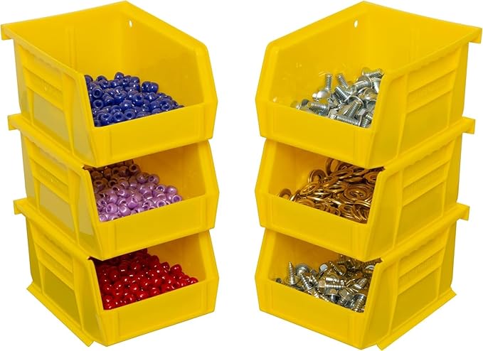 Akro-Mils 30210 AkroBins Plastic Storage Bins, Space-Saving Stackable Bins for Garage, Pantry, Craft Organization, 5-" x 4-" x 3-", Yellow, 24-Pack