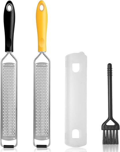 Premium Lemon Zester Grater,Kitchen Tool for Parmesan Cheese, Lemon, Ginger, Garlic, Nutmeg, Chocolate, Vegetables, Fruits,Sharp Stainless Steel Blade,Dishwasher Safe (Black+Yellow)