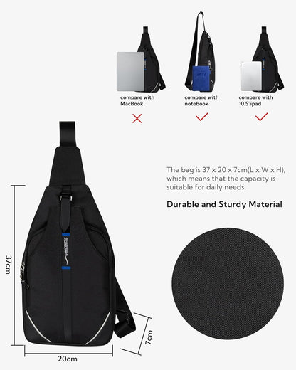 WATERFLY Small Crossbody Sling Backpack Anti Theft Backpack for Traveling Chest Shoulder Bag