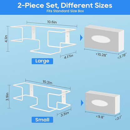 THYGIFTREE Glove Box Holder Wall Mount Dispenser, 2 Pack Metal Rack for Rubber Latex Disposable Gloves Facial Tissue, White