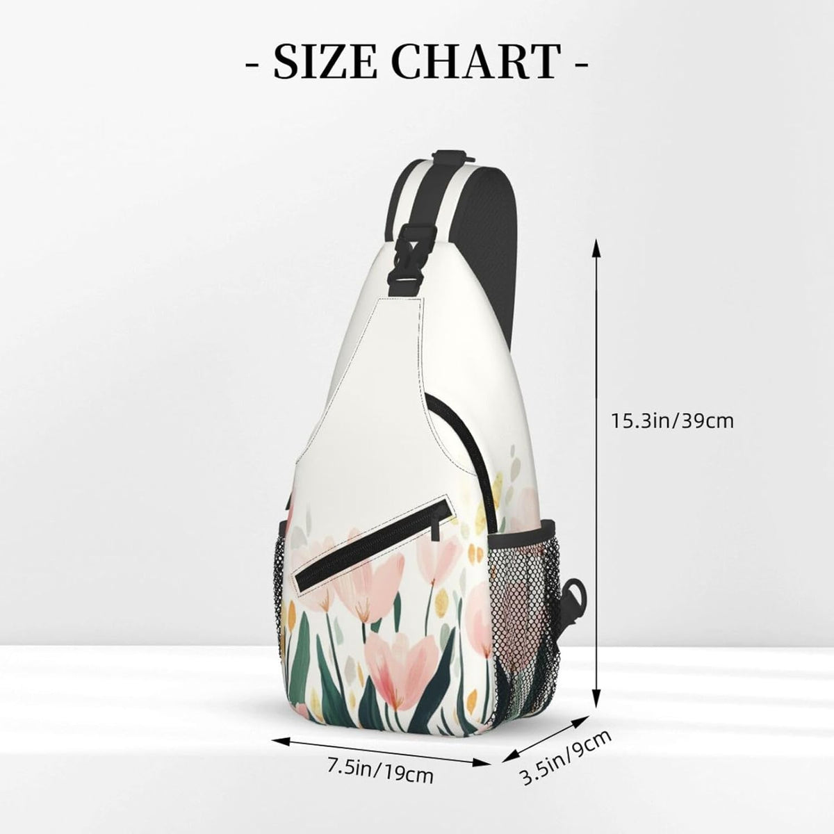 SUPLUCHOM Sling Bag Tulip Flower Watercolor Hiking Daypack Crossbody Shoulder Backpack Travel Chest Pack for Men Women