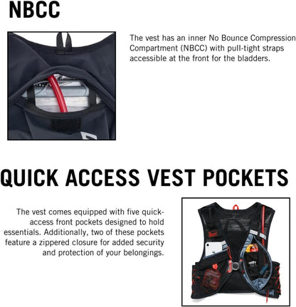 USWE Rush 8L Bike Hydration Vest, Adjustable Chest Straps Running Hydration Vest, 2.0L Hydration Bladder, Mountain Biking, Gravel & Cycling with Reflective Details, Men & Women