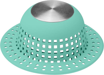 Shower Drain Hair Catcher, Bathtub Drain Cover Foldable Silicone Shower & Tub Protector for Pop-Up & Regular Drains