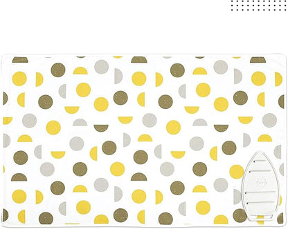 Encasa XO Ironing Mat/Pad (Large 48"x28") with 3mm Padding & Silicone Iron Rest for Steam Pressing on Tabletop or Bed - Heat Resistant, Portable, Quilting & Travel Blanket - Yellow Moon