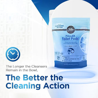 Fuller Brush Toilet Bowl Cleaner Pods - Water Soluble Tablet Cleansers, Cleans Descales & Refreshes Bathroom Toilets Removes Odors Soils & Stains Light Fresh Scent Ideal for Homes & Businesses 1-Pack