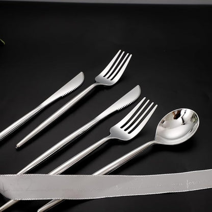 SUT 300Pcs Silver Plastic Cutlery, Silver Utensils Disposable, silver Plastic Silverware Set Include 100 Plastic Forks, 100 plastic Spoons, 100 plastic Knives Heavy Duty Flatware for Party