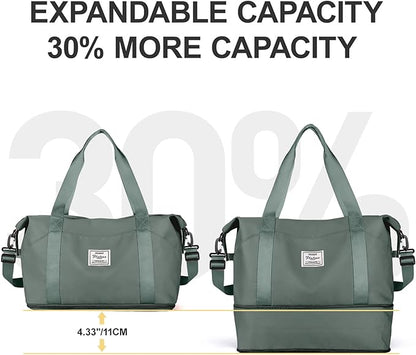Travel Duffel Bag, Sports Tote Gym Bag, Shoulder Weekender Overnight Bag for Women