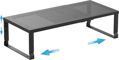 Expandable Spice Rack Kitchen Cabinet Shelf Organizer, Stackable Storage Shelves Racks, Adjustable Counter Shelving for Cabinets, Countertop, Cupboard,Pantry and More(1Pack/Black/Large)